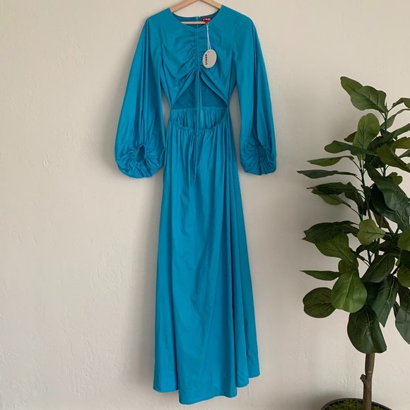 SOLD NWT Staud Tangier Cutout Ruched Maxi Dress XS - Picture 2 of 15